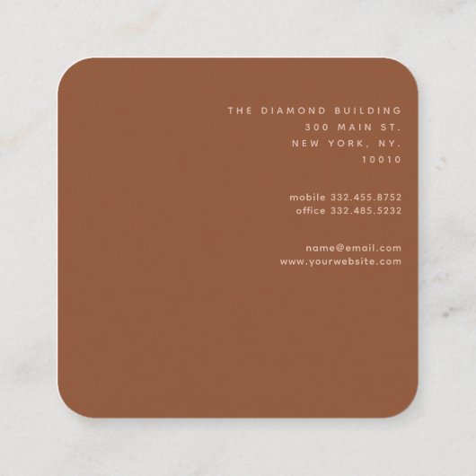 ベージュモノグラムテラコッタブラウンドットプリント スクエア名刺 (裏面)