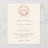 ベージュモノグラムバジェット結婚式招待状 (正面)
