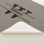 ベージュモノグラムパーソナライズされたファミリー名 シェルパブランケット (3/4)