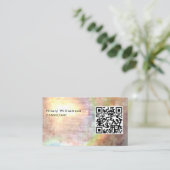 ベージュユニークグランジコンサルタントホログラフQRコード 名刺 (スタンド正面)