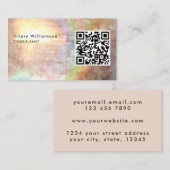 ベージュユニークグランジコンサルタントホログラフQRコード 名刺 (正面/裏面)