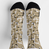 ベージュユニーク白黒パターン ソックス (上部)