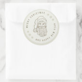 ベージュライトグリーンヴィンテージメリークリスマスステッカー ラウンドシール (バッグ)