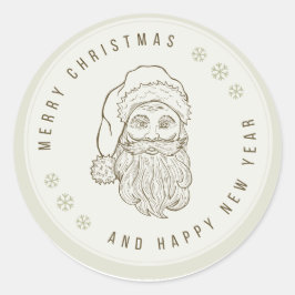 ベージュライトグリーンヴィンテージメリークリスマスステッカー ラウンドシール