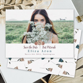 ベージュライトモーヴローズバットミッツヴァーSave the Date アドバイスカード