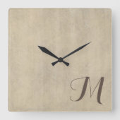 ベージュライムウォッシュラグジュアリーモノグラム スクエア壁時計 (正面)
