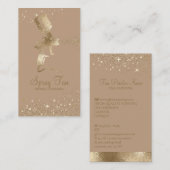 ベージュラックスタンニングスプレースパークル金ゴールド 名刺 (正面/裏面)