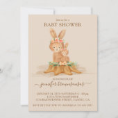 ベージュラビットモーミーバニーベビー 招待状 (正面)