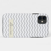 ベージュラベル付きグレーシェパーソナライズされたブロン Case-Mate iPhoneケース (裏面(横))