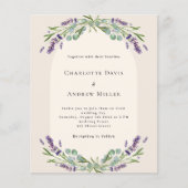 ベージュラベンダーアーチバジェット結婚式招待状 (正面)