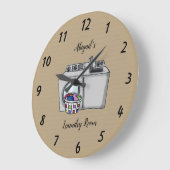 ベージュランドリールームパーソナライズされた大時計 ラージ壁時計 (傾斜)