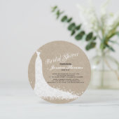 ベージュリネンとホワイトレ結婚ースのドレス 招待状 (スタンド正面)