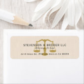 ベージュリネンのテクスチャと金ゴールドジャスティススケール ラベル (インサイチュ)