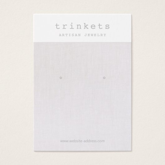ベージュリネンイヤリングジュエリーディスプレイカード (正面)