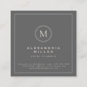 ベージュリネンエレガントフローラ |モノグラムメダリオン スクエア名刺 (裏面)