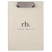 ベージュリネンクレメテクスチャシンプルモノグラエレガントム クリップボード (正面)