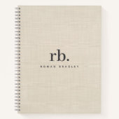 ベージュリネンクレメテクスチャシンプルモノグラエレガントム ノートブック (正面)