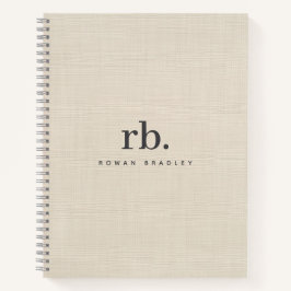 ベージュリネンクレメテクスチャシンプルモノグラエレガントム ノートブック