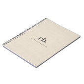 ベージュリネンクレメテクスチャシンプルモノグラエレガントム ノートブック (左側)