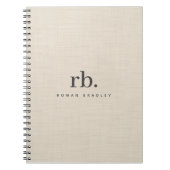 ベージュリネンクレメテクスチャシンプルモノグラエレガントム ノートブック (正面)