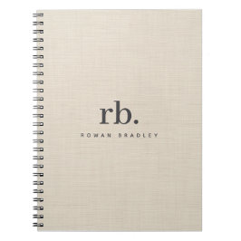 ベージュリネンクレメテクスチャシンプルモノグラエレガントム ノートブック