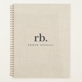 ベージュリネンクレメテクスチャシンプルモノグラエレガントム プランナー手帳