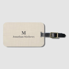 ベージュリネンクレメテクスチャシンプルモノグラエレガントム ラゲッジタグ