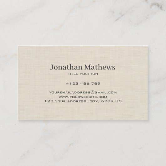 ベージュリネンクレメテクスチャシンプルモノグラエレガントム 名刺 (裏面)