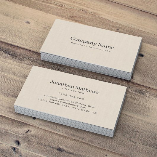 ベージュリネンクレメテクスチャシンプルモノグラエレガントム 名刺