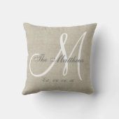 ベージュリネングレーホワイトモノグラムファミリーキープサケ クッション (裏面)