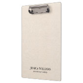 ベージュリネンシンプルテクスチャタイポグラフィ クリップボード (左)