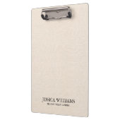 ベージュリネンシンプルテクスチャタイポグラフィ クリップボード (左)