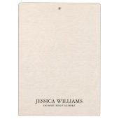 ベージュリネンシンプルテクスチャタイポグラフィ クリップボード (裏面)