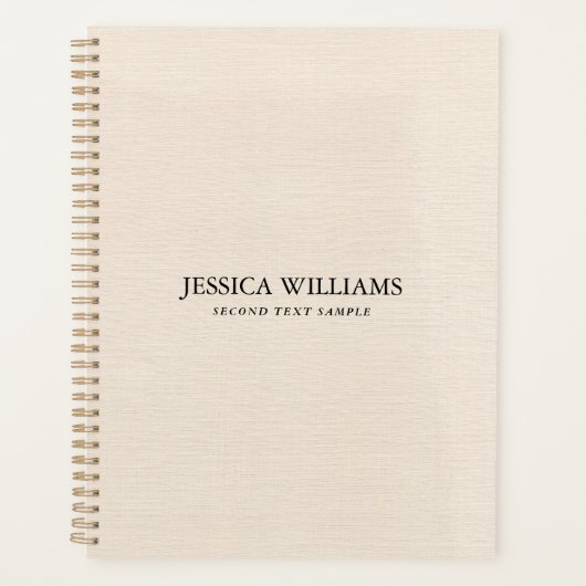 ベージュリネンシンプルテクスチャタイポグラフィ プランナー手帳 (正面)