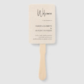 ベージュリネンシンプルブラックスクリプト結婚ズハンドファン ハンドファン (正面)