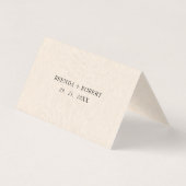 ベージュリネンシンプルブラックスクリプ結婚ト座席表 名刺 (裏面)