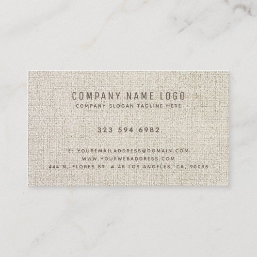 ベージュリネンテクスチャプロフェッショナルオーガニック外観 名刺 (裏面)
