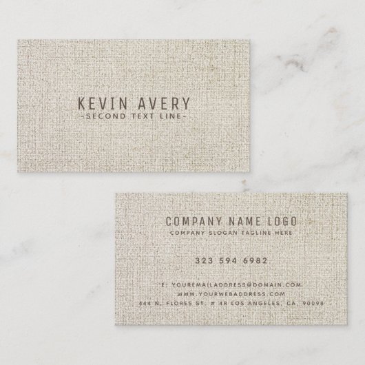 ベージュリネンテクスチャプロフェッショナルオーガニック外観 名刺 (正面/裏面)