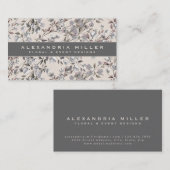 ベージュリネンフローラ |灰色のバナー 名刺 (正面/裏面)