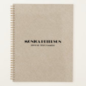 ベージュリネンブラックタイポグラフィミニマルデザイン プランナー手帳 (正面)