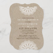 ベージュリネンホワイトレースブライダルシャワー招待状 招待状 (正面/裏面)