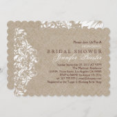 ベージュリネンホワイトレースブライダルシャワー招待状 招待状 (正面/裏面)