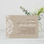 ベージュリネンホワイトレースブライダルシャワー招待状 招待状 (スタンド正面)