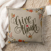 ベージュリネン与え感謝してい、感謝祭のフレーム クッション (ブランケット)