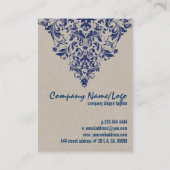 ベージュリネン王室のブルーフローラレースイベントデザイナー 名刺 (裏面)