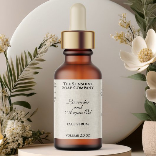 ベージュリネン紙スタイル化粧品ドロッパーボトル ラベル