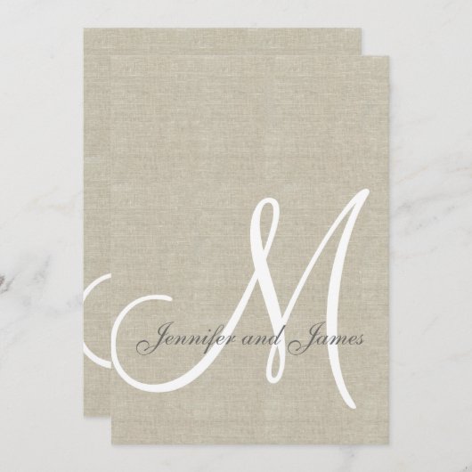 ベージュリネン素朴結婚式招待状 招待状 (正面/裏面)