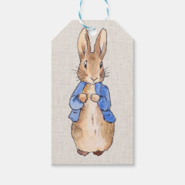 ベージュリネン背景付きピーター ギフトタグ