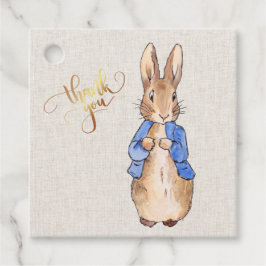 ベージュリネン背景付きピーター フェイバータグ