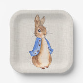 ベージュリネン背景付きピーター ペーパープレート (正面)